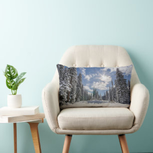 Ice & Snow Sunrise Winter Snow Alberta, Canada Lumbar Cushion
