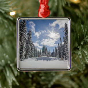Ice & Snow   Sunrise Winter Snow Alberta, Canada Metal Ornament