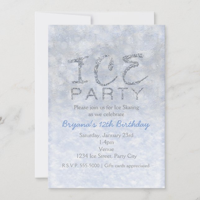 Ice & Snow Winter Birthday Party Invitations (Front)