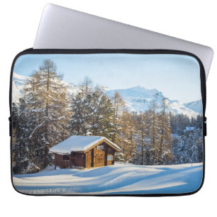 Ice & Snow Winter Log Cabin Swiss Alps Laptop Sleeve