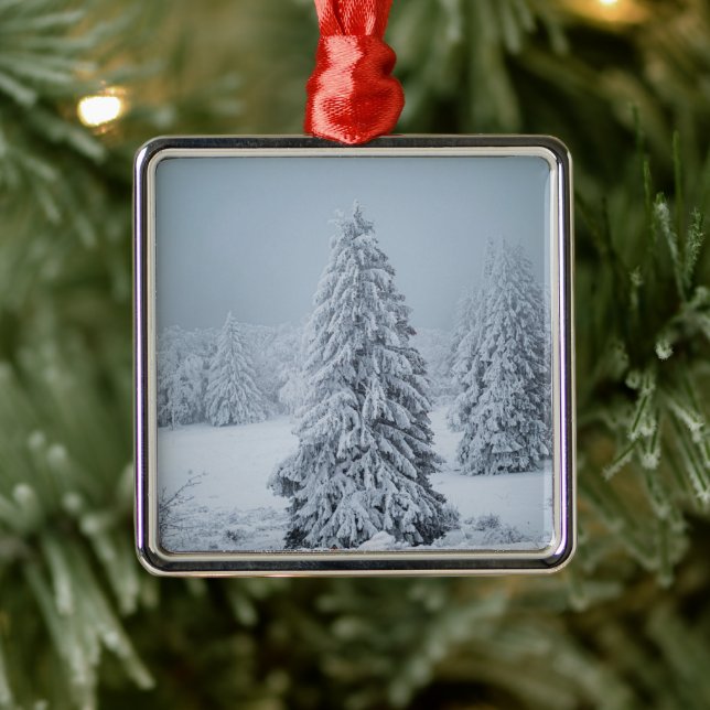 Ice & Snow | Woodland, Swiss Alps Metal Ornament (Tree)
