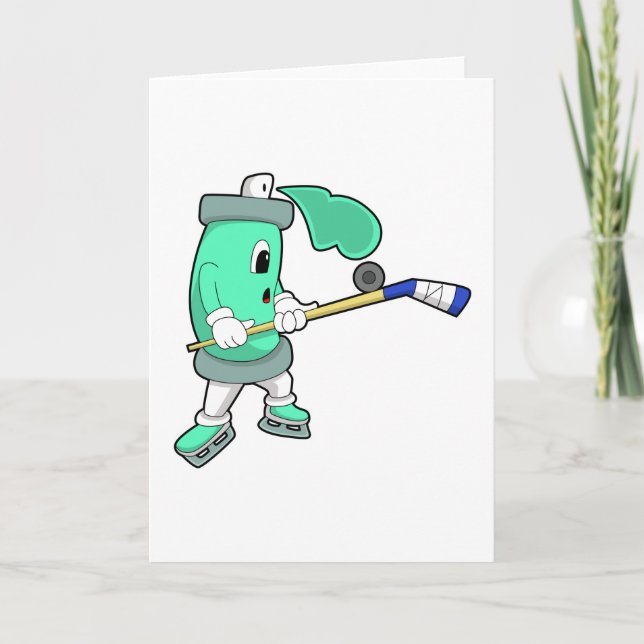 Ice spray at Ice hockey with Ice hockey stick Card (Front)