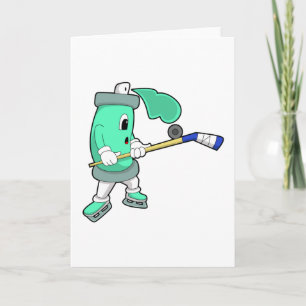Ice spray at Ice hockey with Ice hockey stick Card