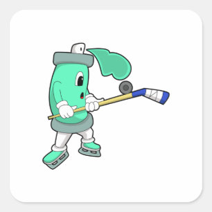 Ice spray at Ice hockey with Ice hockey stick Square Sticker