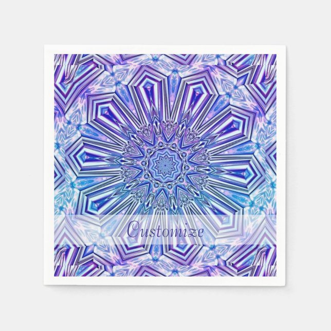 Ice Star Kaleidoscope Pattern Napkins 2 (Front)