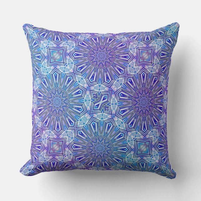 Ice Star Kaleidoscope Pattern Throw Pillow 2 (Front)