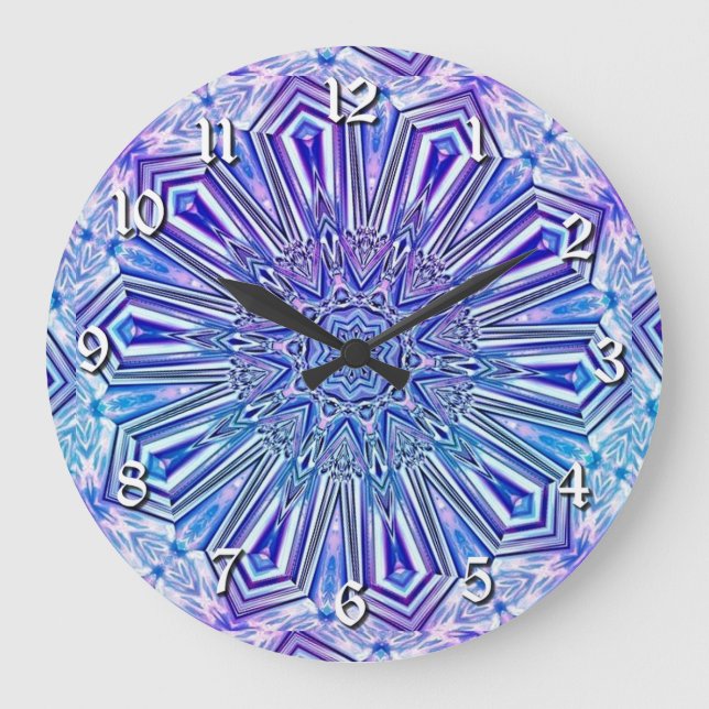 Ice Star Kaleidoscope Pattern Wall Clock (Front)