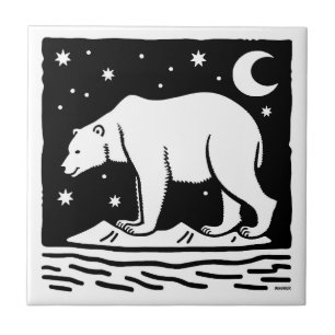 Ice Surfing Polar Bear Ceramic Tile