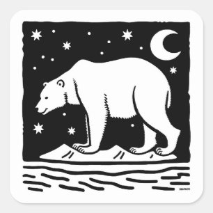 Ice Surfing Polar Bear Square Sticker
