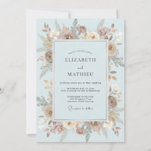 Ice Taupe Bloom Wedding Invitation