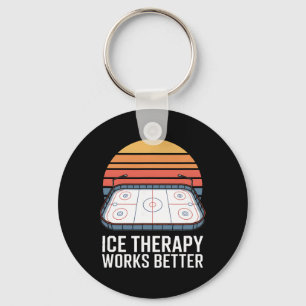 Ice Therapy Works Better Hockey Rink Retro Key Ring