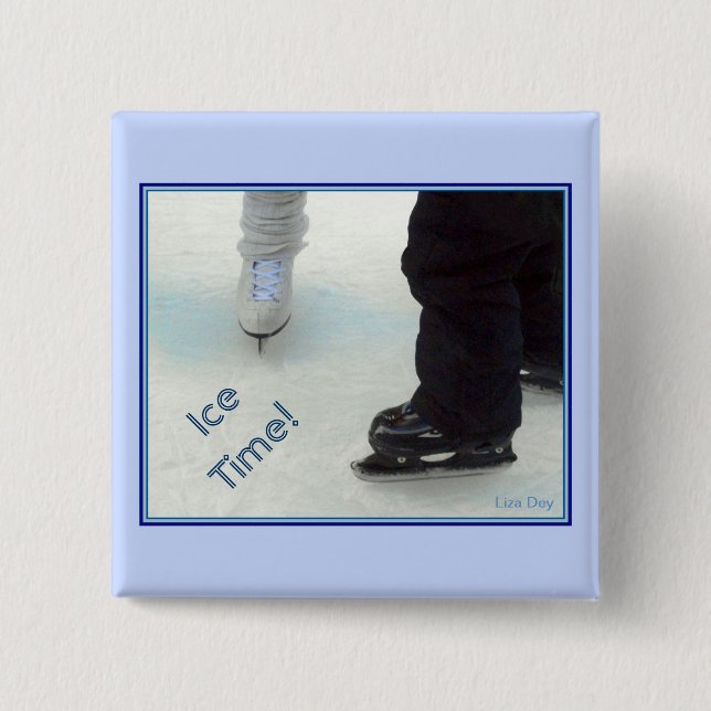 'Ice Time!' Square Pin (Front)