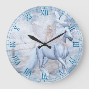 Ice Unicorn and Faerie Wall Clock