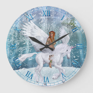 Ice Unicorn and Faerie Wall Clock