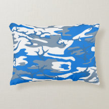 Ice Water Blue Camo Throw Pillow