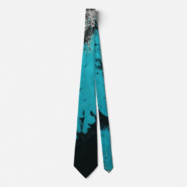 Ice Water turquoise silver black splatter custom Tie (Front)