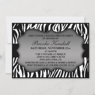 Ice White Wild Night Zebra Bachelorette Party Invitation