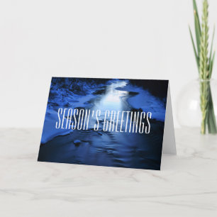 Ice winter river season's greetings card