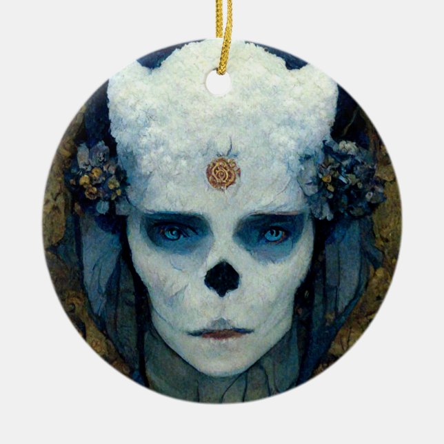 Ice Witch Fantasy Sci-Fi Art Ceramic Ornament (Front)