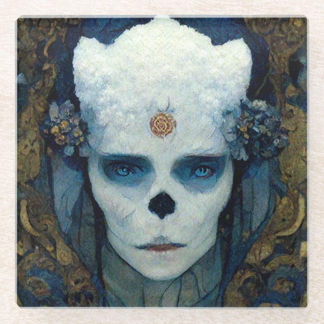 Ice Witch Fantasy Sci-Fi Art Glass Coaster (Front)