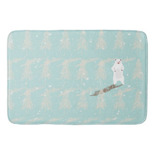 Icebear in snow forest bath mat