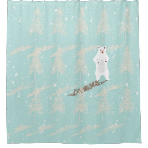 Icebear in snow forest shower curtain