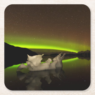 Iceberg Aurora Square Paper Coaster