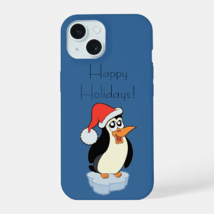 Iceberg Floating Penguin Happy Holidays iPhone 15 Case
