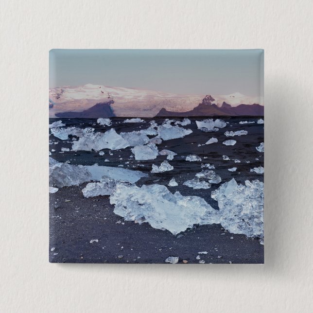 Iceberg formation on the beach 15 cm square badge (Front)