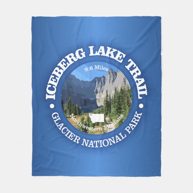 Iceberg Lake Trail (rd) Fleece Blanket (Front)