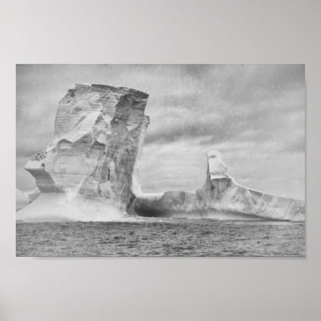 Iceberg Monochrome Sea Ice Mountain Antarctica Poster (Front)