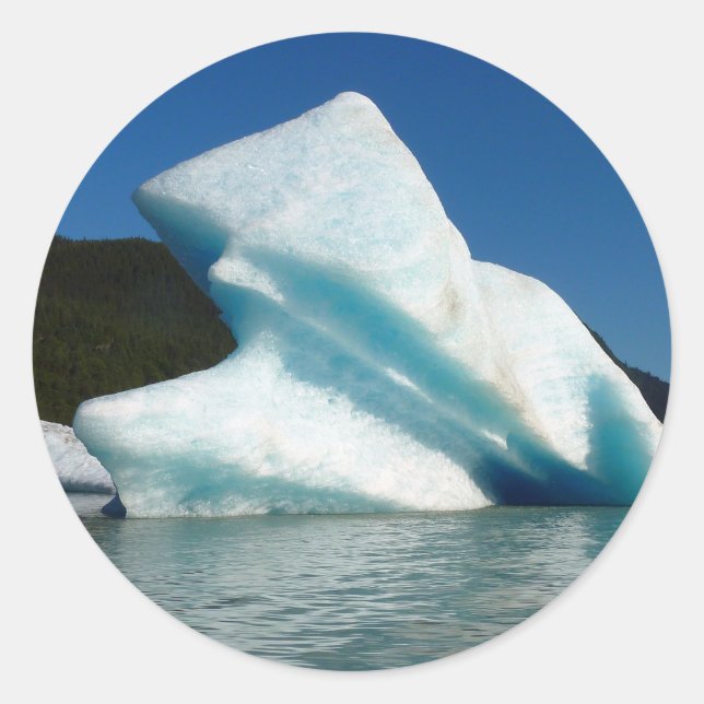 Iceberg on Mendenhall Lake in Alaska Classic Round Sticker (Front)