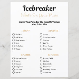 Icebreaker Whats In Your Purse Game