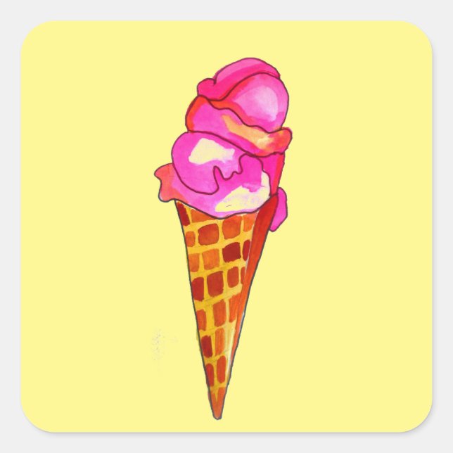 icecream gelato cute food art square sticker (Front)
