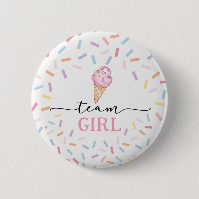 Icecream Gender Reveal Team Girl  6 Cm Round Badge (Front)
