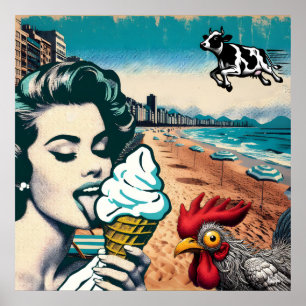 'icecream on the beach' poster