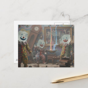 icecube clowns surreal circus postcard
