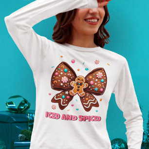 Iced and Spiced Gingerbread Coquette Bow T-Shirt