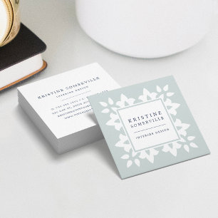 Iced Aqua Moroccan Geometric Square Business Card