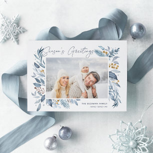 Iced Branches Elegant Photo Holiday Card