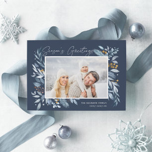 Iced Branches Elegant Photo Holiday Card