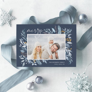 Iced Branches Elegant Photo Holiday Card
