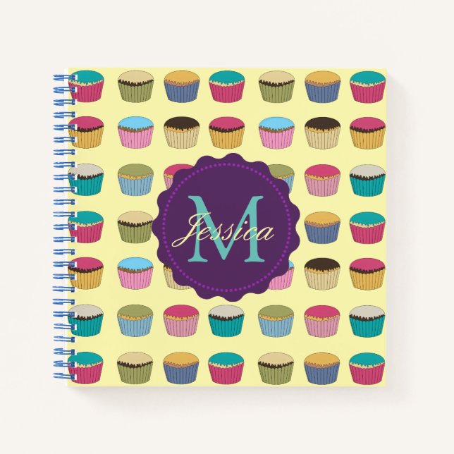 Iced Buns Cupcake Colourful Pattern Personalised Notebook (Front)