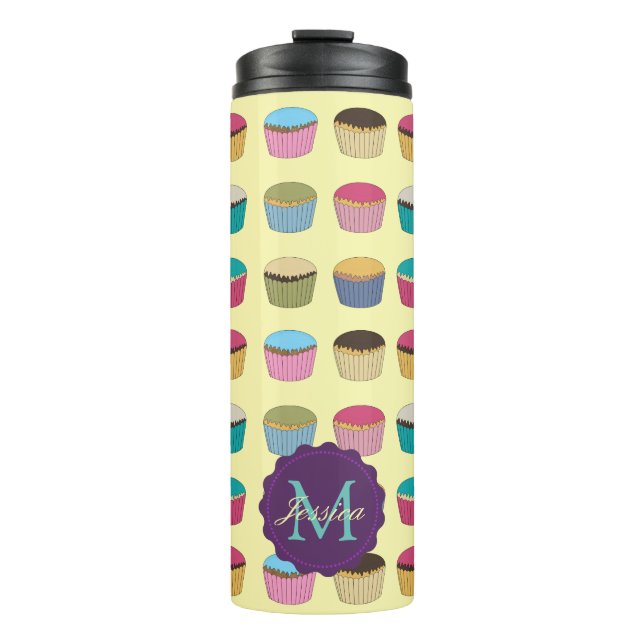 Iced Buns Cupcake Colourful Pattern Personalised Thermal Tumbler (Front)