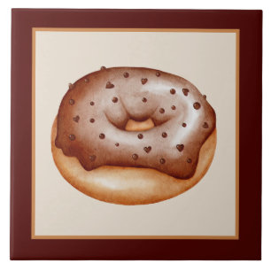  iced chocolate doughnut crafting bakery business ceramic tile