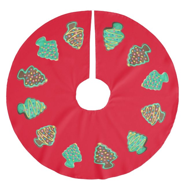 Iced Christmas Tree Cookies in a Circle Brushed Polyester Tree Skirt (Front)