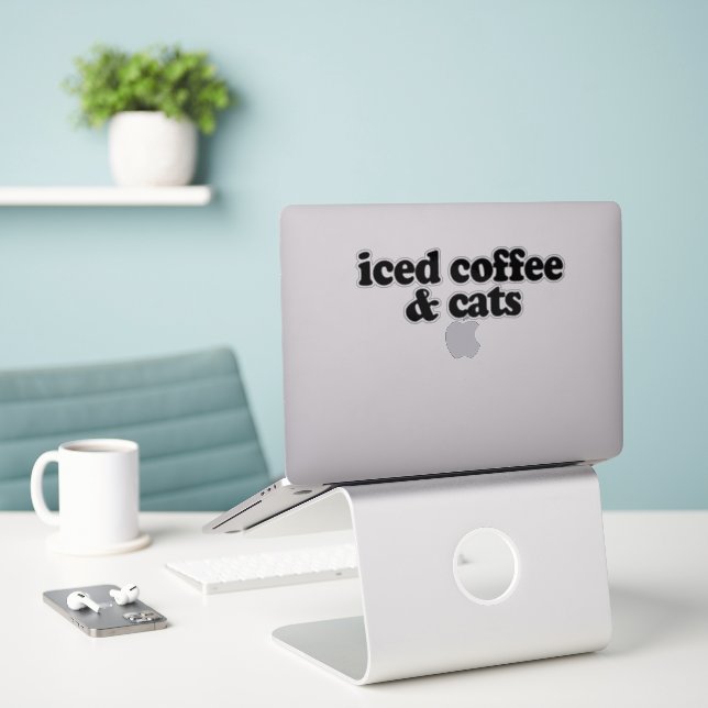 iced coffee and cats   (Laptop On Desk)