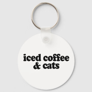 iced coffee and cats key ring