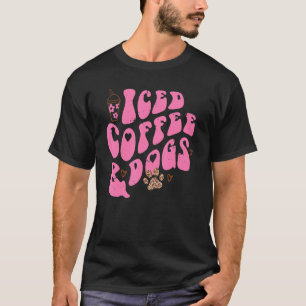 Iced Coffee And Dogs Boho Vintage Retro T-Shirt