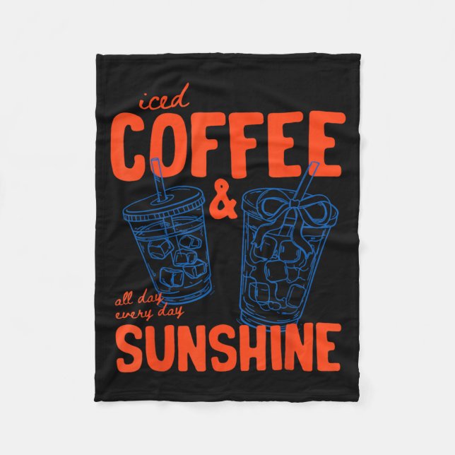Iced Coffee and Sunshine Cold Brew Summer Vacation Fleece Blanket (Front)
